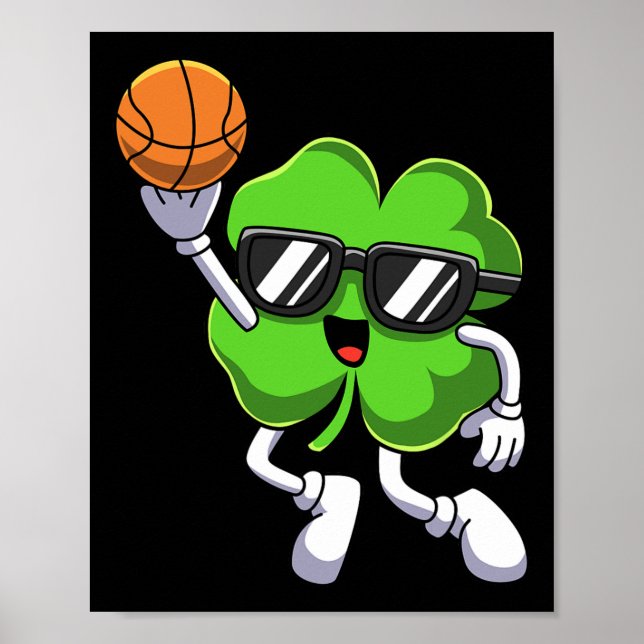 Roligt St patricks day Shamrock Spela Basketball B Poster (Framsidan)