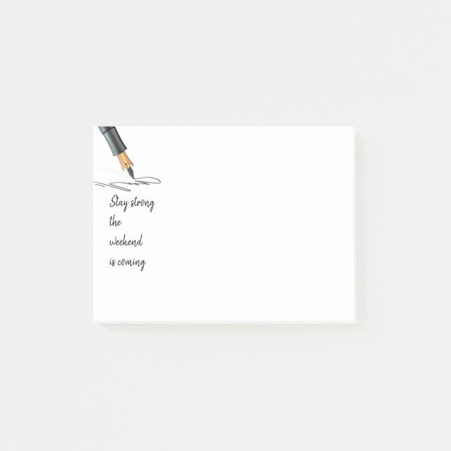 Roligt Stanna starkt Helg kommer! Citat Post-it Block (Framsida)