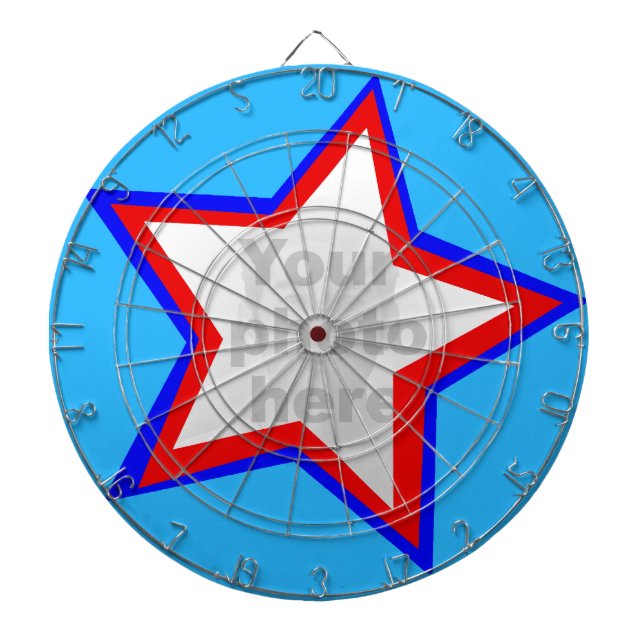 Roligt star röd och blå lägger till ett eget fotom piltavla (Framsidan)