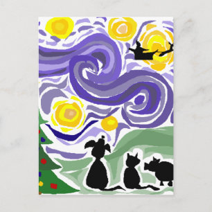 Roligt Starry Night Stil jul Art Helg Vykort