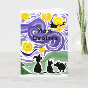 Roligt Starry Night Stil jul Art Helgkort