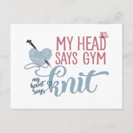 Roligt Sticka eller Gym Dilemna for Knitters & Yar Vykort
