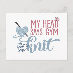 Roligt Sticka eller Gym Dilemna for Knitters & Yar Vykort