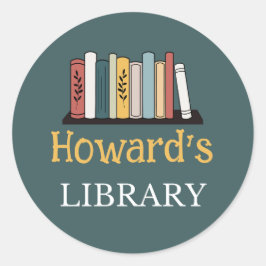 ROLIGT! Sticker - Bibliotek - Personlig - Lägg til Runt Klistermärke