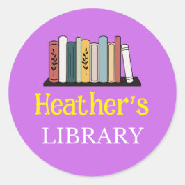 ROLIGT! Sticker - Bibliotek - Personlig - Lägg til Runt Klistermärke