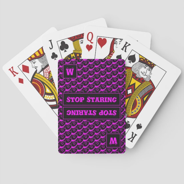 Roligt STOP STARTA Anpassade Monogram SHOCK ROSA Casinokort (Baksidan)