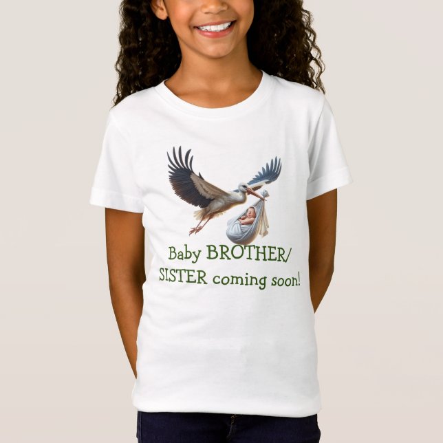 Roligt stork för broder/systerfödelseanmälan t shirt (Framsida)