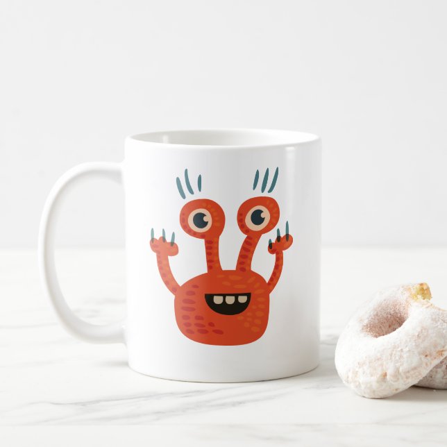 Roligt stort synat le gulligt monster kaffemugg (Med munk)