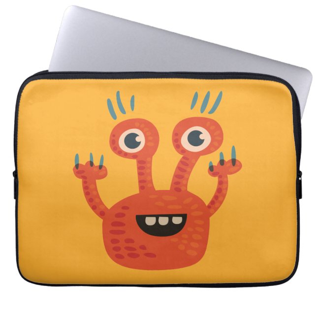 Roligt stort synat le gulligt monster laptop sleeve (Framsidan)