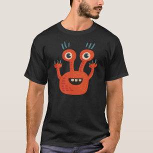Roligt stort synat orange lyckligt monster t shirt