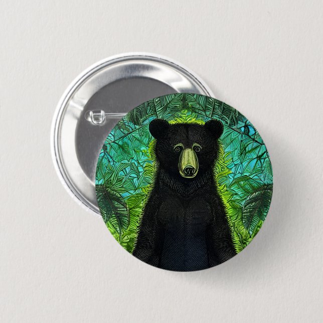 Roligt Storybook Little Black Bear Knapp (Framsida & baksida)