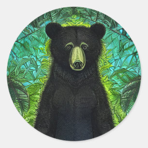 Roligt Storybook Little Black Bear Runt Klistermärke