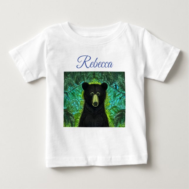 Roligt Storybook Little Black Bear T Shirt (Framsida)