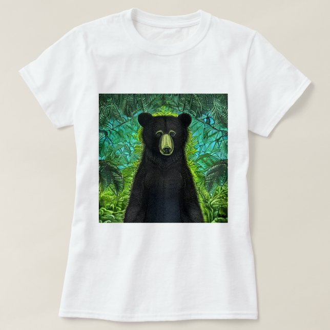 Roligt Storybook Little Black Bear T Shirt (Design framsida)