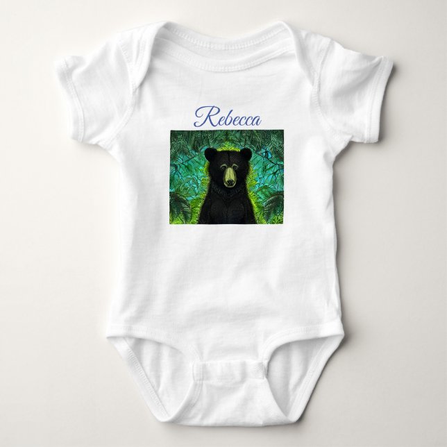 Roligt Storybook Little Black Bear T Shirt (Framsida)