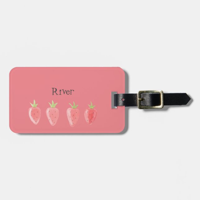 Roligt Strawberry Girl's Luggage Tag Bagagebricka (Horisontell Framsida)