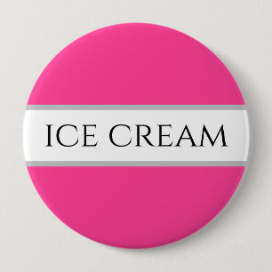 Roligt Strawberry ICE CREAM Rosa White Rand Button Knapp