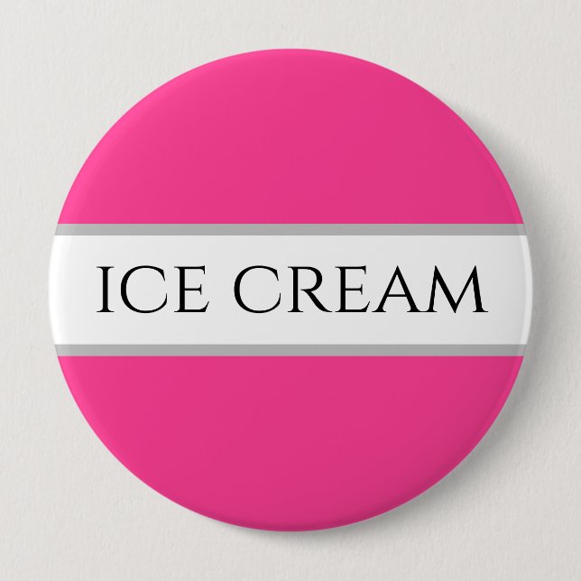 Roligt Strawberry ICE CREAM Rosa White Rand Button Knapp (Framsida)