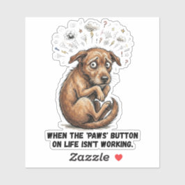 Roligt Stressad Hund Liv Tass Knapp Puns Klistermärken