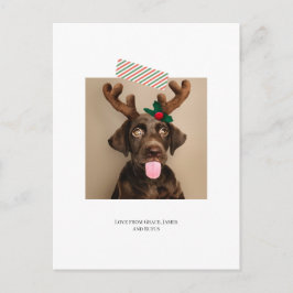 Roligt - strimlad julfoto (vykort tillbaka) vykort