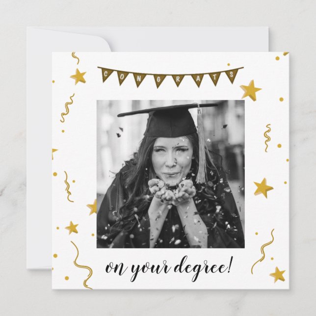 roligt studenten grattis fotostjärnor kort (Framsida)