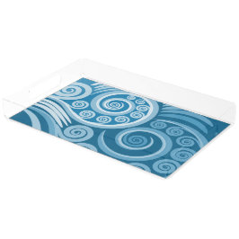 Roligt Summe-Blue Curly Swirls Acrylic Fack Bricka
