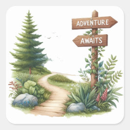 Roligt Summer Camping Stickers Fyrkantigt Klistermärke