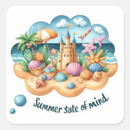 Roligt Summer Stickers Fyrkantigt Klistermärke