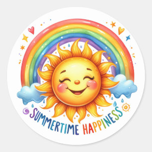 Roligt Summer Stickers Runt Klistermärke