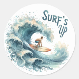 Roligt Summer Surfs Up Stickers Runt Klistermärke