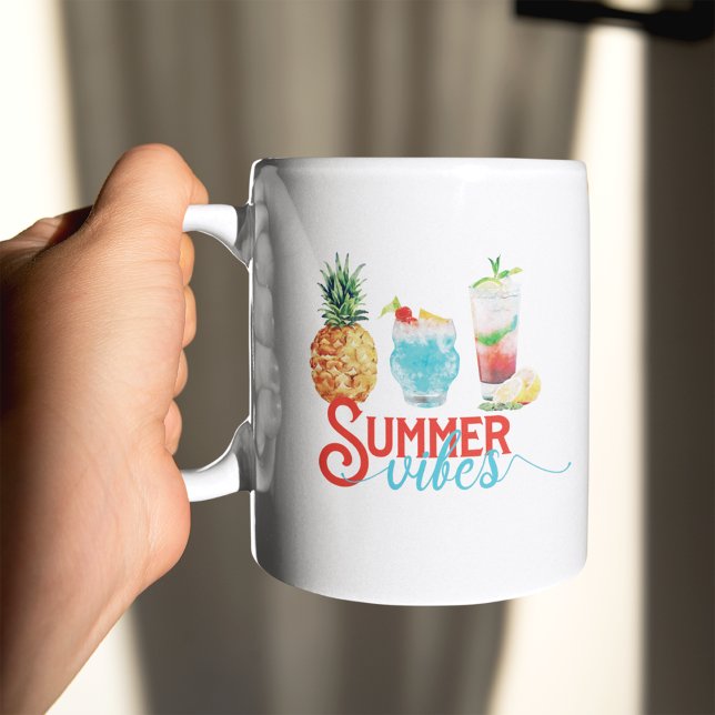 Roligt Summer Vibes Colorful Watercolor Cocktails Kaffemugg (Skapare uppladdad)