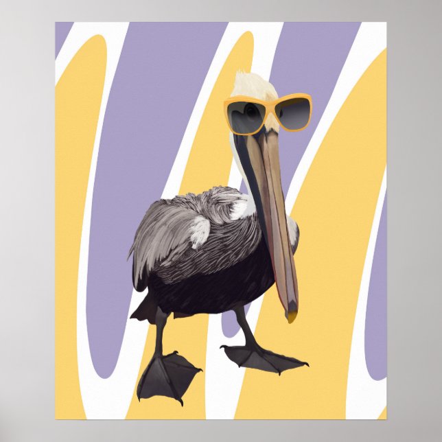 Roligt Summer Vibes Pelican Bird Poster (Framsidan)