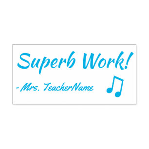 Roligt "Superb Work!" + Tutor's Namn Rubber Frimär Självfärgande Stämpel