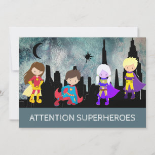 *~* Roligt SUPERHEROS Barns födelsedag Party Inbjudningar
