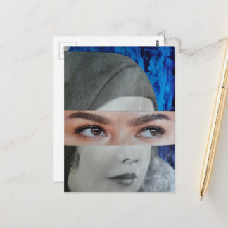 Roligt surrealistiskt collage vykort