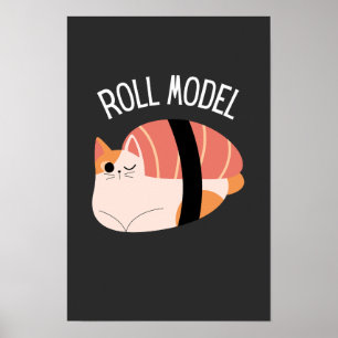Roligt Sushi Katt Rulle Modell Poster