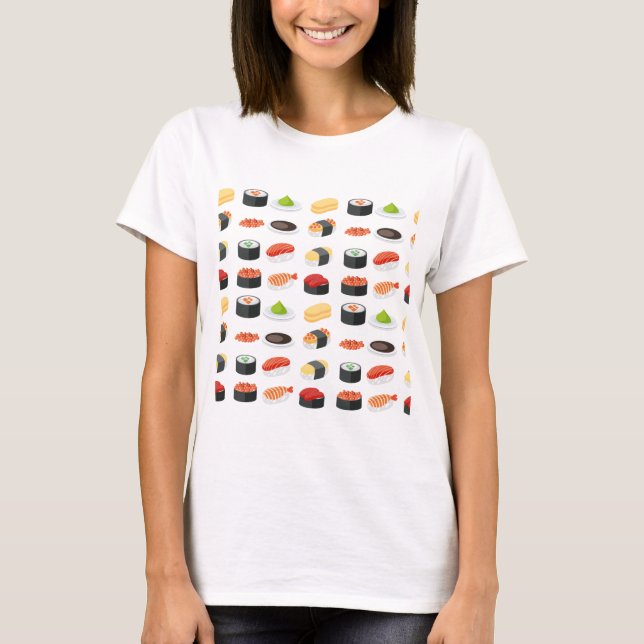 Roligt Sushimönster T Shirt (Framsida)
