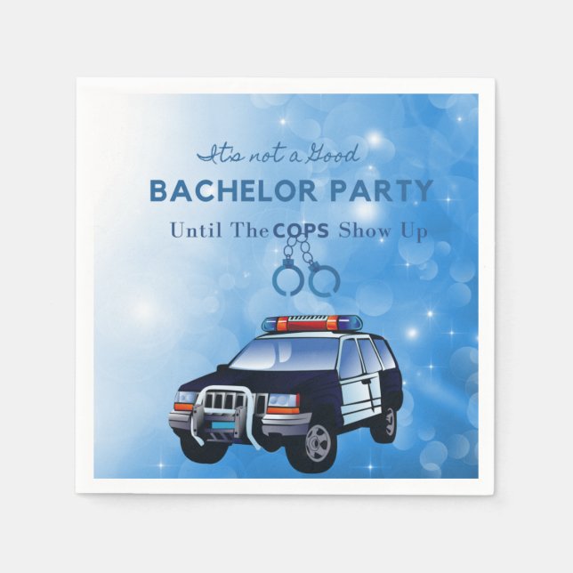 Roligt Svärmodig Bröllopsfest Tills Polisen Kommer Pappersservett (Framsidan)