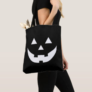 Roligt svart Jack o lantern pumpkin ansikte Hallow Tygkasse