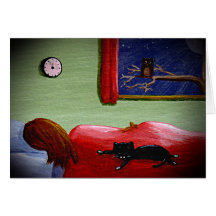 Roligt svart kort Creationarts för kattflickauggla