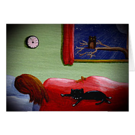 Roligt svart kort Creationarts för kattflickauggla