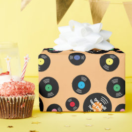 Roligt svarta vinylregister sten & roll Birthday Presentpapper