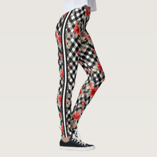 Roligt Svartvit Ro-trädsformgivning med Rand Leggings