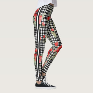 Roligt Svartvit Ro-trädsformgivning med Rand Leggings