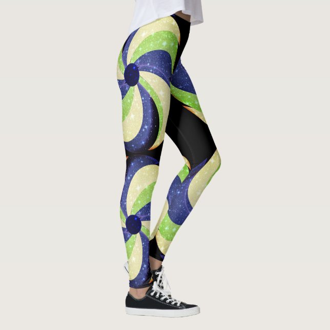 Roligt Swirl Design Leggings - Blue (Höger)