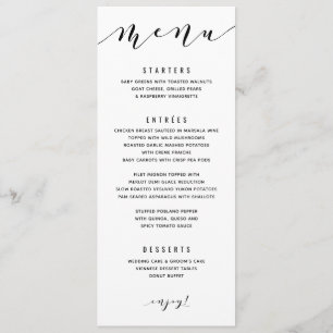 Roligt Swirly Calligraphy Bröllop Menu Meny