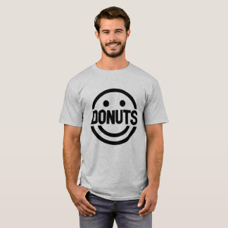 Roligt symbol för svart för Donutsleendeansikte T-shirt