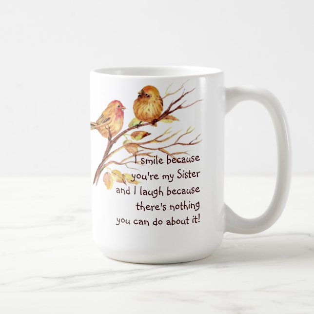 Roligt Syster som leker med kutéfåglar Kaffemugg (Höger)