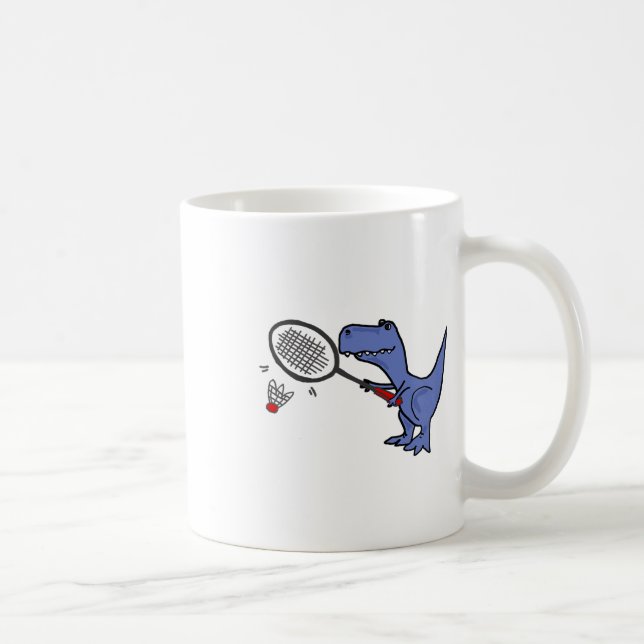 Roligt T-rex Dinosaur som spelar Badminto Kaffemugg (Höger)