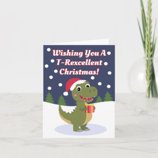 Roligt T-rex-julhälsningskort för cute-klockor Kort